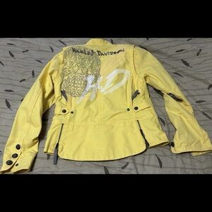 Genuine Harley Davidson Riding Jacket Yellow Slim Fit Medium 19” X 24” Full Zip